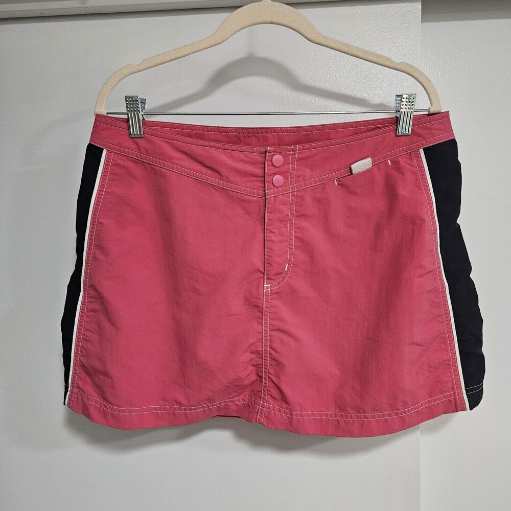 LL BEAN Size 14 Colorblock Pink Black Sunsmart UPF 50+ Supplex Nylon Skirt
